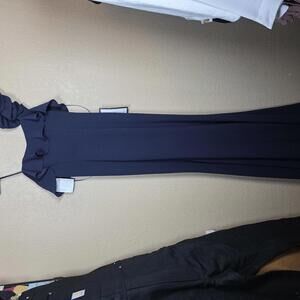 City Studios Juniors' Ruffled Scuba Fit & Flare Gown - Navy 5/6